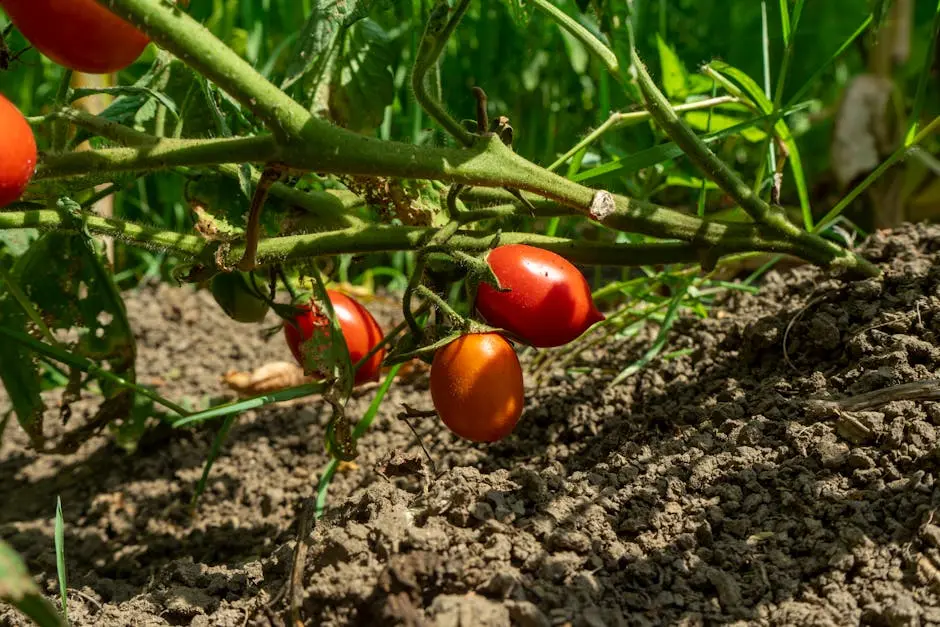 Ripe Tomatoes Growing on Field Soil | Organic Farming Close-up