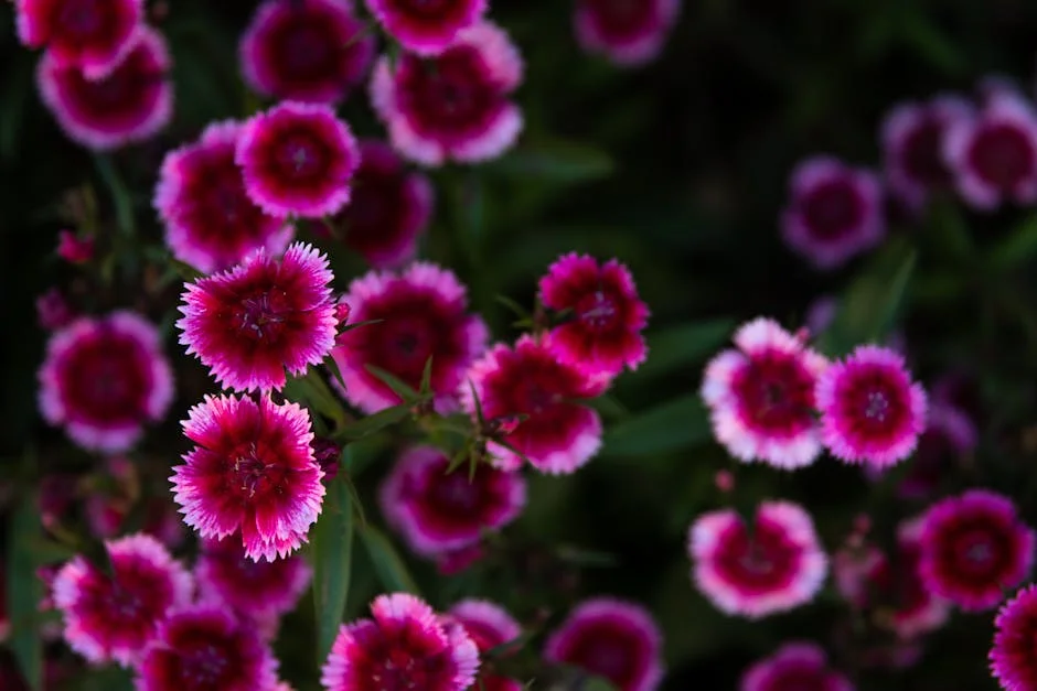 A striking image of dianthus flowers showcasing vibrant pink petals, ideal for nature and gardening themes.
