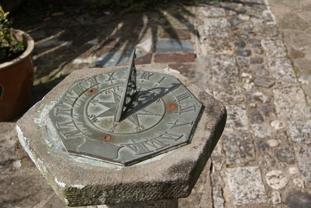 sun dial, sun, dial, clock, sundial, nature, time, shadow, stone, antique, metal, garden, instrument, brown time, brown clock, brown metal