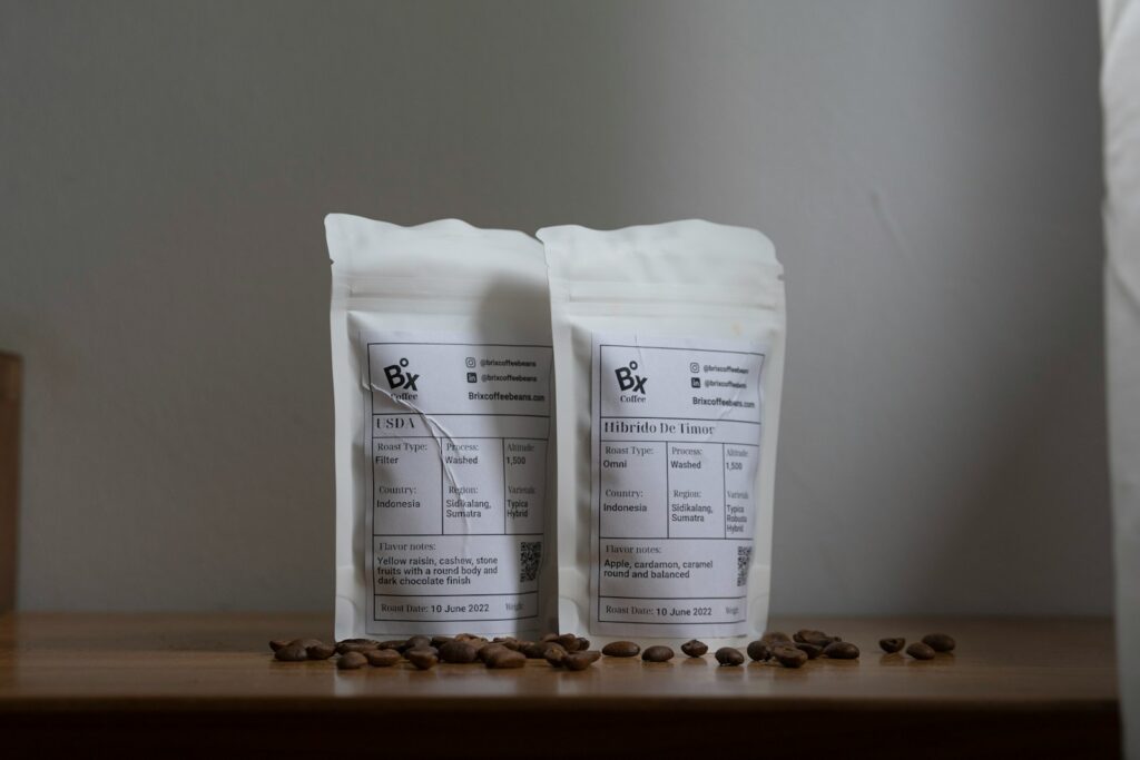 a few bags of coffee beans