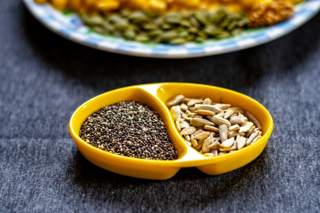 yellow ceramic bowl with brown beans
