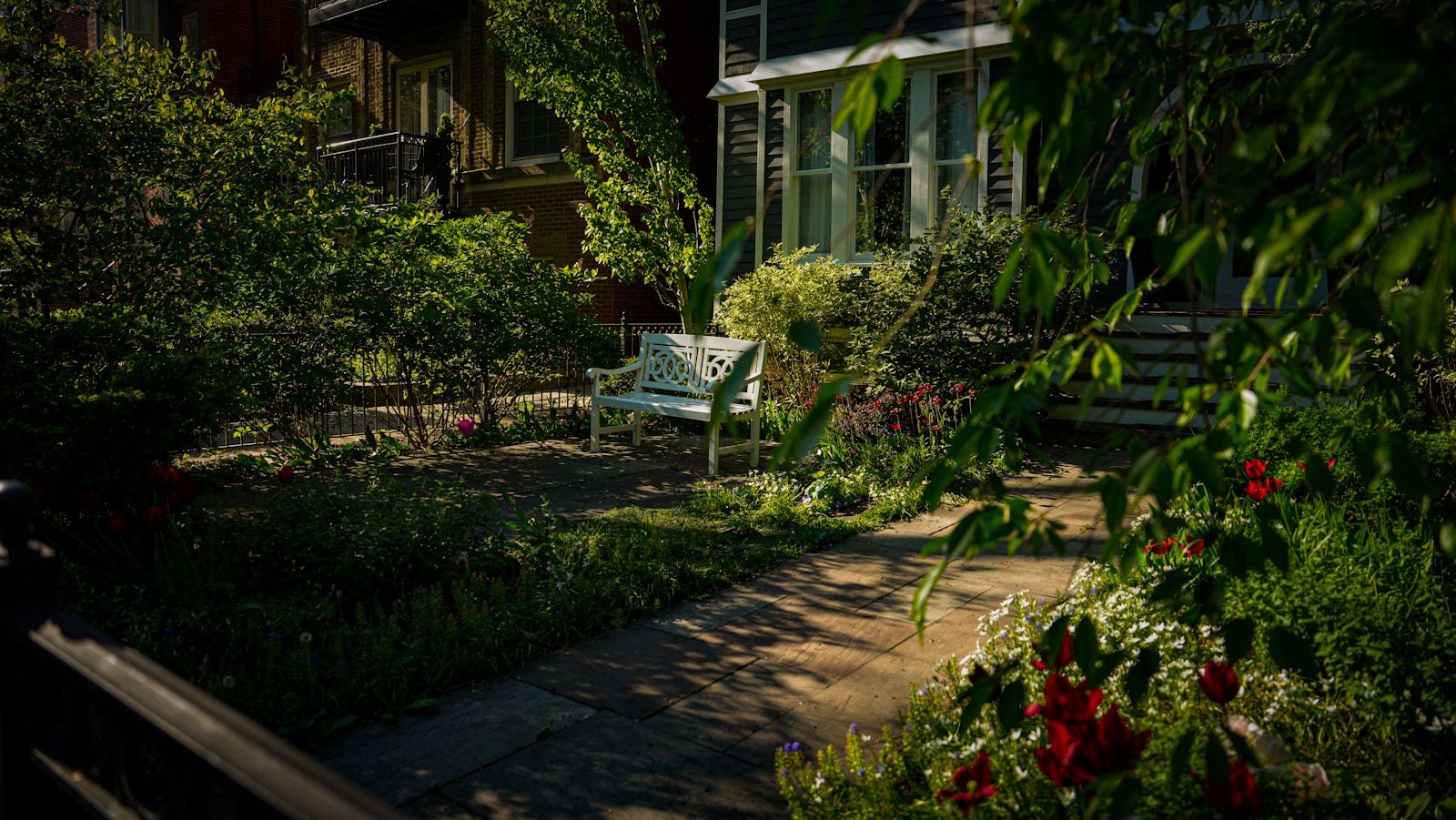 A house with a garden in front of it