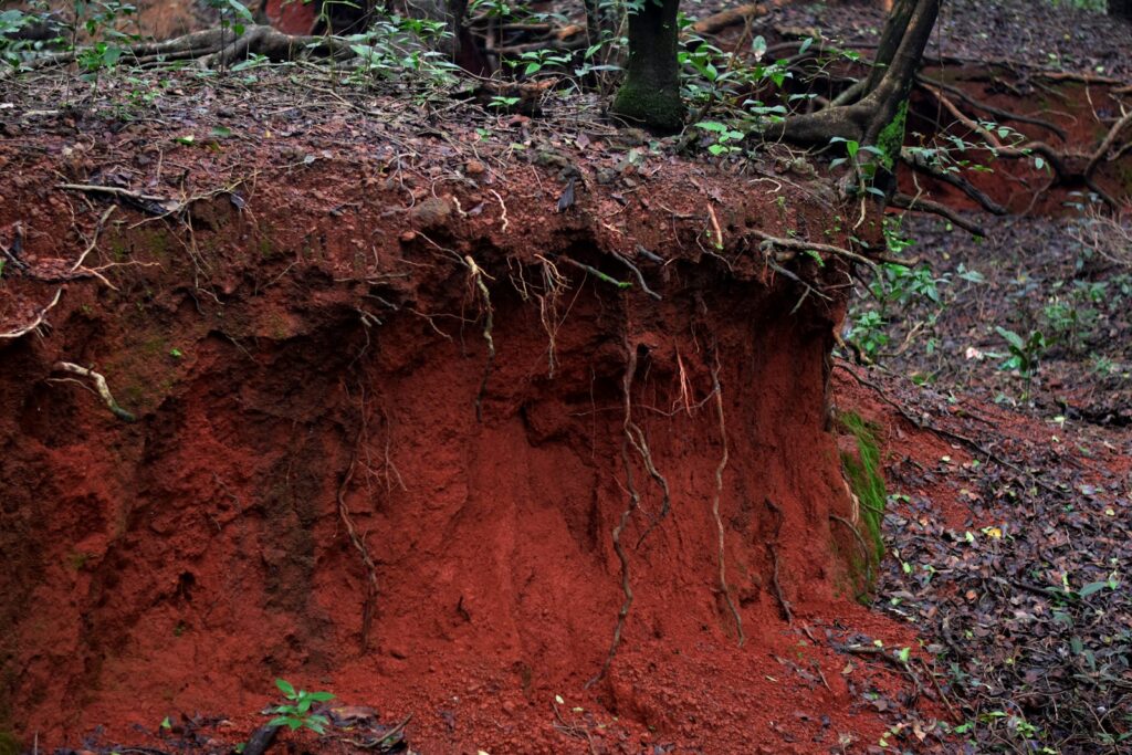 a large hole in the ground