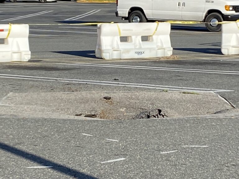 A sinkhole in the ground in Inverness, Florida
